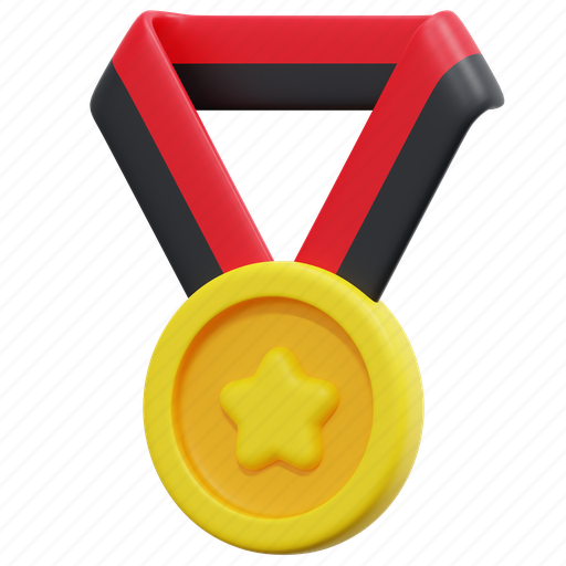 Medal, star, ribbon, sport, prize, award, 3d 3D illustration - Download on Iconfinder