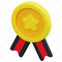 medal, badge, star, sport, prize, award, ribbon, 3d
