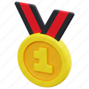 medal, place, first, award, prize, winner, ribbon, 3d