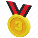 medal, place, third, award, prize, winner, ribbon, 3d