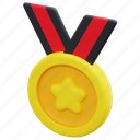 medal, star, badge, sport, prize, award, ribbon, 3d