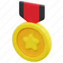medal, star, label, sport, prize, award, ribbon, 3d