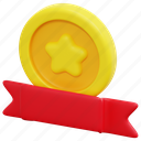 medal, star, symbol, sport, prize, award, ribbon, 3d