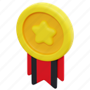 medal, symbol, star, sport, prize, award, ribbon, 3d