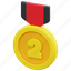 medal, second, place, award, prize, winner, ribbon, 3d 