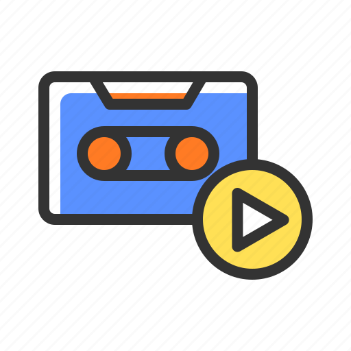 Cassette, media, on, play, player, tape, turn icon - Download on Iconfinder