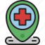 location, hospital, medical, center, mark, map, pin 