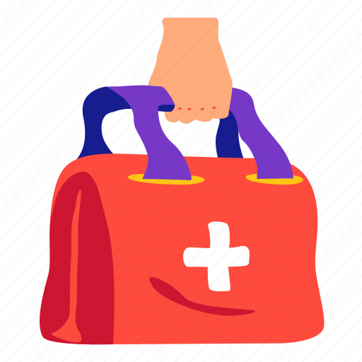 First, aid, kit, bags, emergency, medical, stickers illustration - Download on Iconfinder