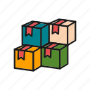 boxes, cubes, packages, products