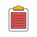 checklist, clipboard, tasks