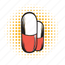 antibiotic, capsule, comics icon, drug, medical, pill, vitamin