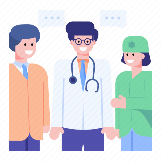 Hospital staff, doctors discussion, doctors talk, doctors conversation, medical discussion illustration - Download on Iconfinder