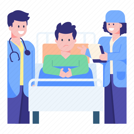 Patient treatment, patient checkup, medical checkup, medical examination, sick person illustration - Download on Iconfinder