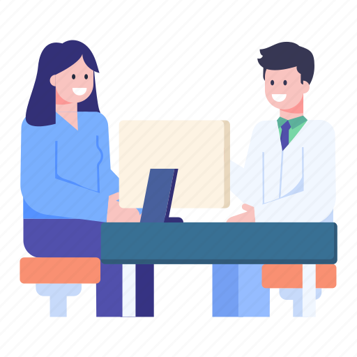 Doctor patient discussion, patient conversation, doctor patient talk, sick person, medical discussion illustration - Download on Iconfinder
