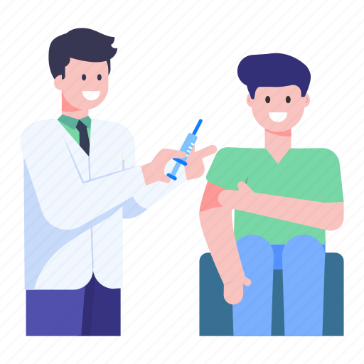 Patient injection, syringe, patient and doctor, intravenous, vaccination illustration - Download on Iconfinder
