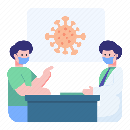 Covid checkup, virus checkup, clinic, patient, covid discussion illustration - Download on Iconfinder