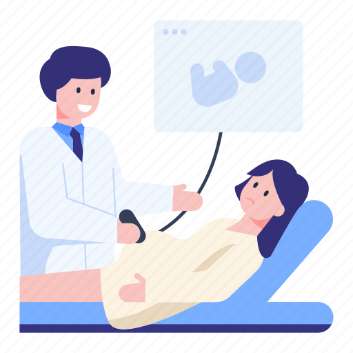 Baby checkup, pregnancy checkup, gynecologist, ultrasound, clinic illustration - Download on Iconfinder