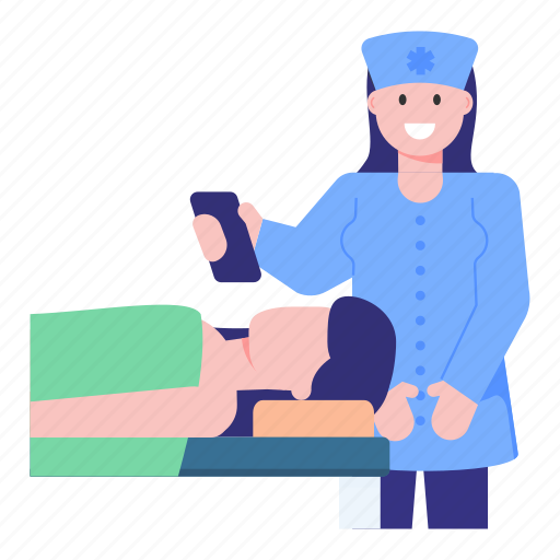 Female surgeon, neck surgery, operation, patient bed, plastic surgery illustration - Download on Iconfinder