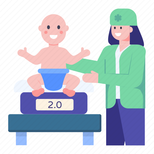 Pediatric, baby weight, kid weight, weight scale, weight machine illustration - Download on Iconfinder