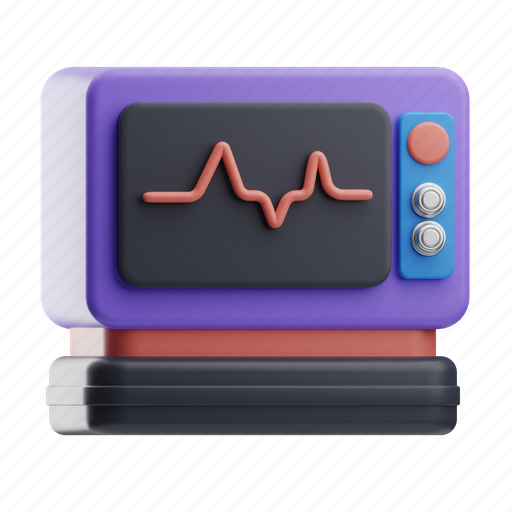 Electrocardiogram, cardiogram, ekg, ecg machine, heartbeat screen, pulse, heartbeat 3D illustration - Download on Iconfinder