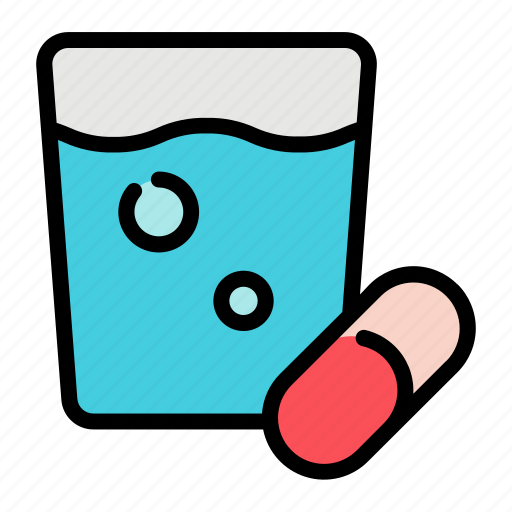 Medicine, pill, pharmacy, water, glass, antibiotic, vitamin icon - Download on Iconfinder