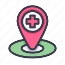 pin, map, hospital, medical, healthcare, location, navigation