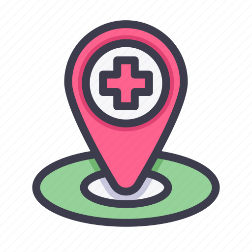 Pin, map, hospital, medical, healthcare, location, navigation icon - Download on Iconfinder