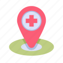 pin, map, hospital, medical, healthcare, location, navigation 
