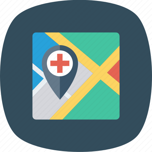 Direction, hospital, location, map, pin icon - Download on Iconfinder