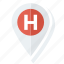 hospital, location, map, pin 