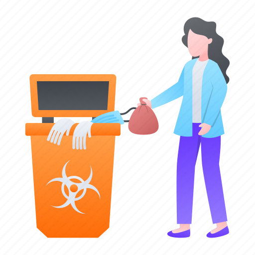 Waste disposal, medical, radio active, garbage can, gloves, waste bin illustration - Download on Iconfinder
