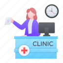 clinic receptionist, medical, medical assistant, medical center, medical aid, pharmacy 