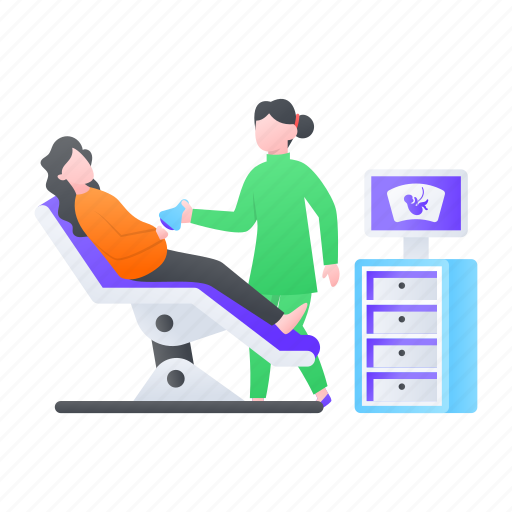 Exanimating, nurse, woman, pregnancy checkup, doctor, physician illustration - Download on Iconfinder