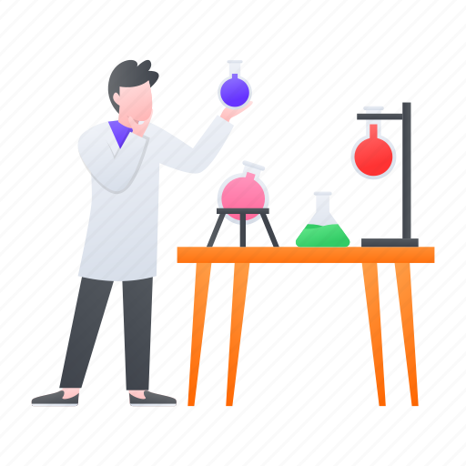 Lab research, experimenting, tests, test tube, laboratory, flask, research illustration - Download on Iconfinder