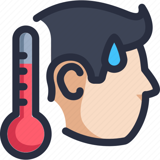Illness, sick, fever, flu, thermometer, human, head icon - Download on Iconfinder