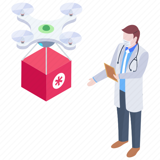 Drone delivery, medical drone, drone, quadcopter, health drone icon - Download on Iconfinder