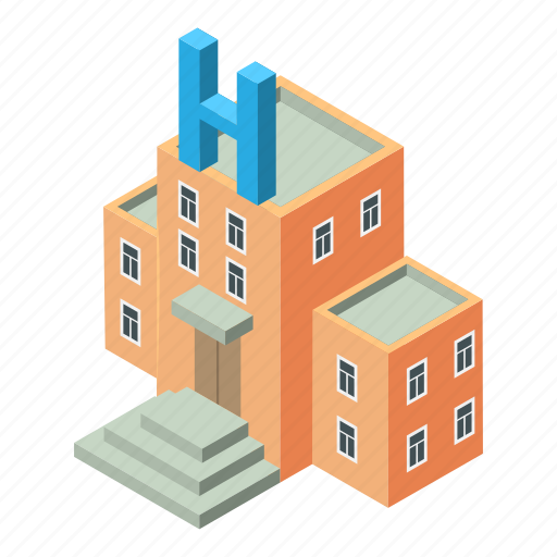 Building, hospital, isometric, logo, medical, medicine, object icon - Download on Iconfinder