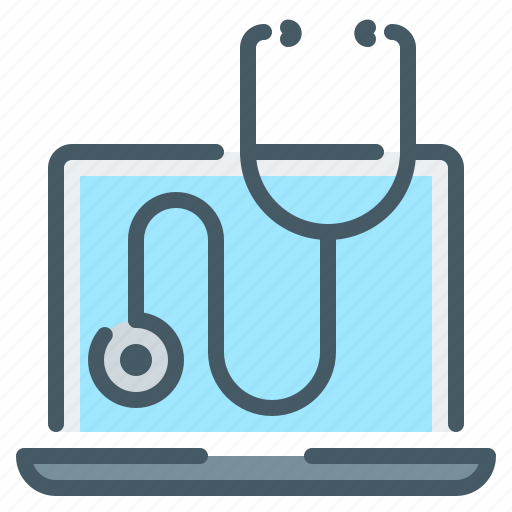 Stethoscope, phonendoscope, laptop, online, medicine, online medicine icon - Download on Iconfinder
