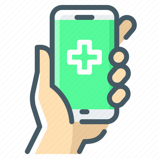Medicine, hand, mobile, phone, call, emergency call icon - Download on Iconfinder