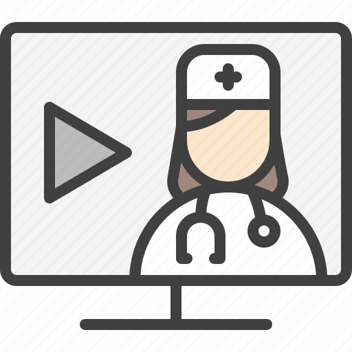 Consultation, distance, doctor, play, video, webinar icon - Download on Iconfinder