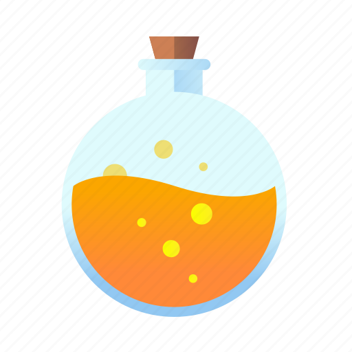 Bubbles, flask, magic, medieval, orange, potion icon - Download on Iconfinder