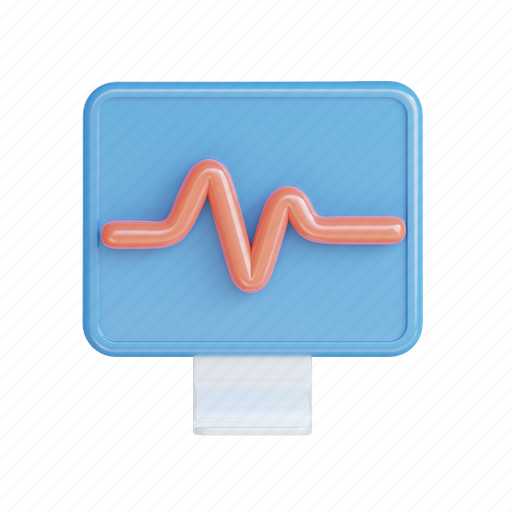 Monitor, pulse 3D illustration - Download on Iconfinder