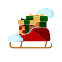 christmas, fly, gifts, merry, presents, santa, sled