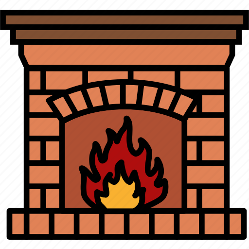 Chimney, fireplace, living, room, warm, brick, hot icon - Download on Iconfinder