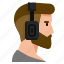 bearded, man, gamer, avatar, headset, metaverse, player, user 