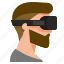 bearded, man, gamer, avatar, oculus, metaverse, vr, headset, user 