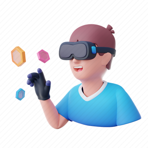 Metaverse, touch, virtual, blockchain, people, vr 3D illustration - Download on Iconfinder