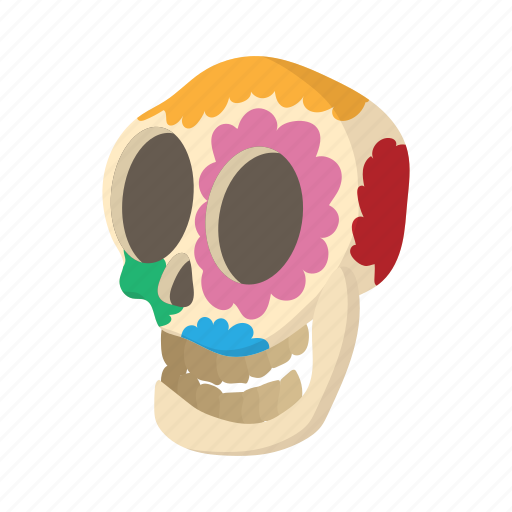 Cartoon, celebration, floral, flower, holiday, mexican, skull icon - Download on Iconfinder