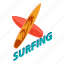 isometric, object, surfing, sign 