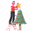 instal a star on a christmas tree, decorating christmas tree, decorating, christmas tree, lamp, christmas, xmas, merry christmas, celebration
